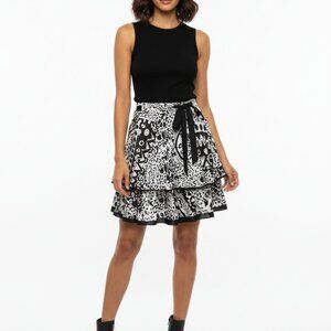 Lapis Layered Ruffle Skirt Animal Print Size L